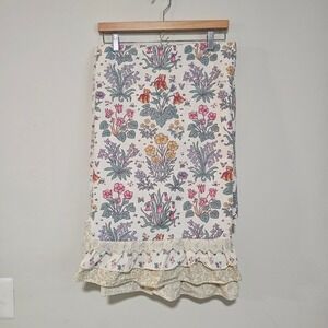 Vintage Liberty London Martex Flat Sheet Full Cream Floral Lace Ruffle Cottage